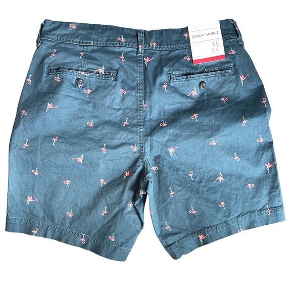 AEROPOSTALE Pink Flamingo print Blue Chino Shorts Size 31 - Picture 4 of 10